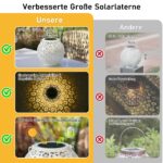 JOYCREATOR Vintage Solar Laterne Gross – IP65 Wasserdicht mit Pflaumenblüte für Garten – Bild 6