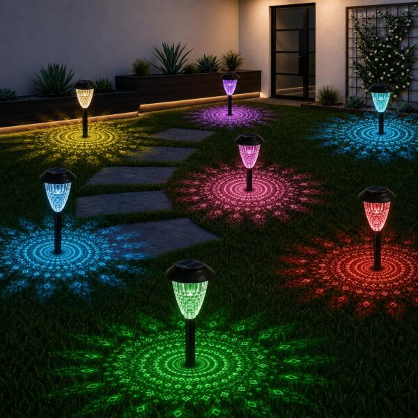 Beuaati 8er-Set RGB Solarleuchten – IP65 Gartenleuchten mit Farbwechsel & Dämmerungsautomatik