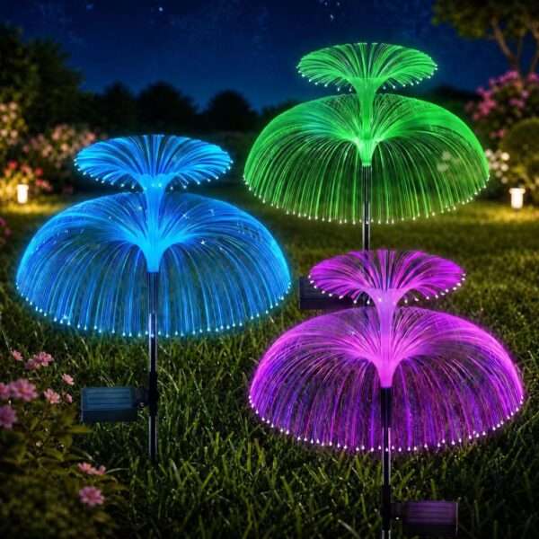 Beuaati Quallen-Solarleuchten 3er-Set – RGB LED Gartenstecker IP65 wasserdicht für Aussen
