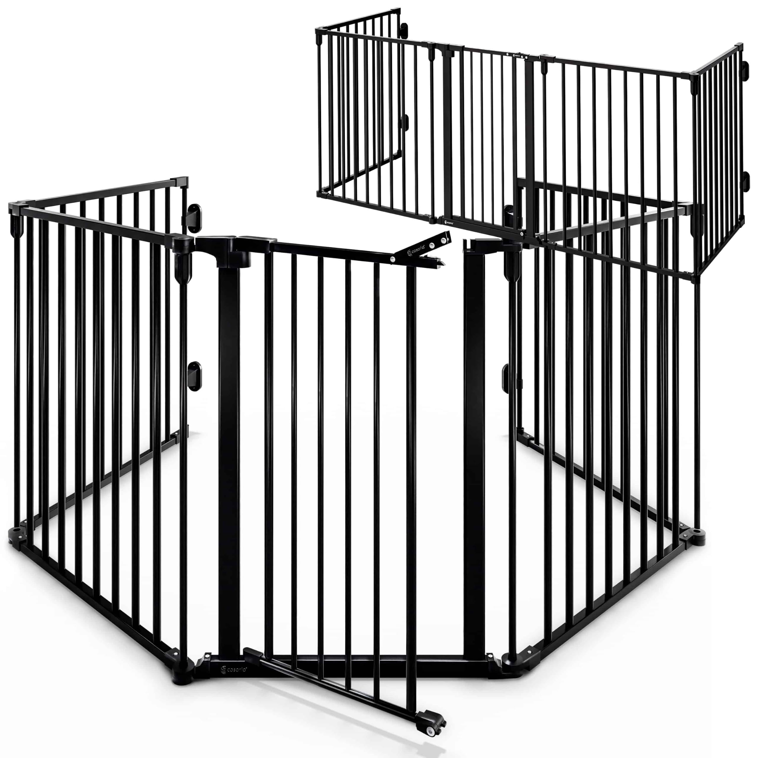 CASARIA Kaminschutzgitter 2er Set 612x76 cm – Kindersicherung mit Türschloss, ohne Bohren