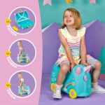 TRUNKI Una Einhorn Kinderkoffer 18L – Befahrbarer Hartschalen-Trolley mit Rollen – Bild 3