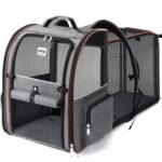 Lekespring Erweiterbare Haustier-Transportrucksack – 4 Mesh-Fenster & Sicherheitsleine für Katzen & Hunde bis 8 kg