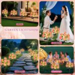 Ninonly Solar-Blumenleuchten 2er Set – Pfingstrosen mit 8 Modi & Warmweiss LED für Garten – Bild 7