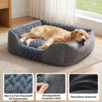 JOEJOY Hundebett XL 89x63cm – Orthopädisches Hundebett mit Rosensamt & Wildlederplüsch – Bild 3