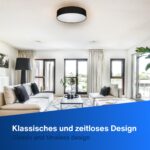 REV LED Deckenleuchte 30cm – Vintage Leinenstoff in Taupe für warmes Raumlicht – Bild 7