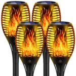 Lafhome Solar Flammenlicht 4er Set mit 33LED – Realistischer Flammeneffekt für Garten & Terrasse