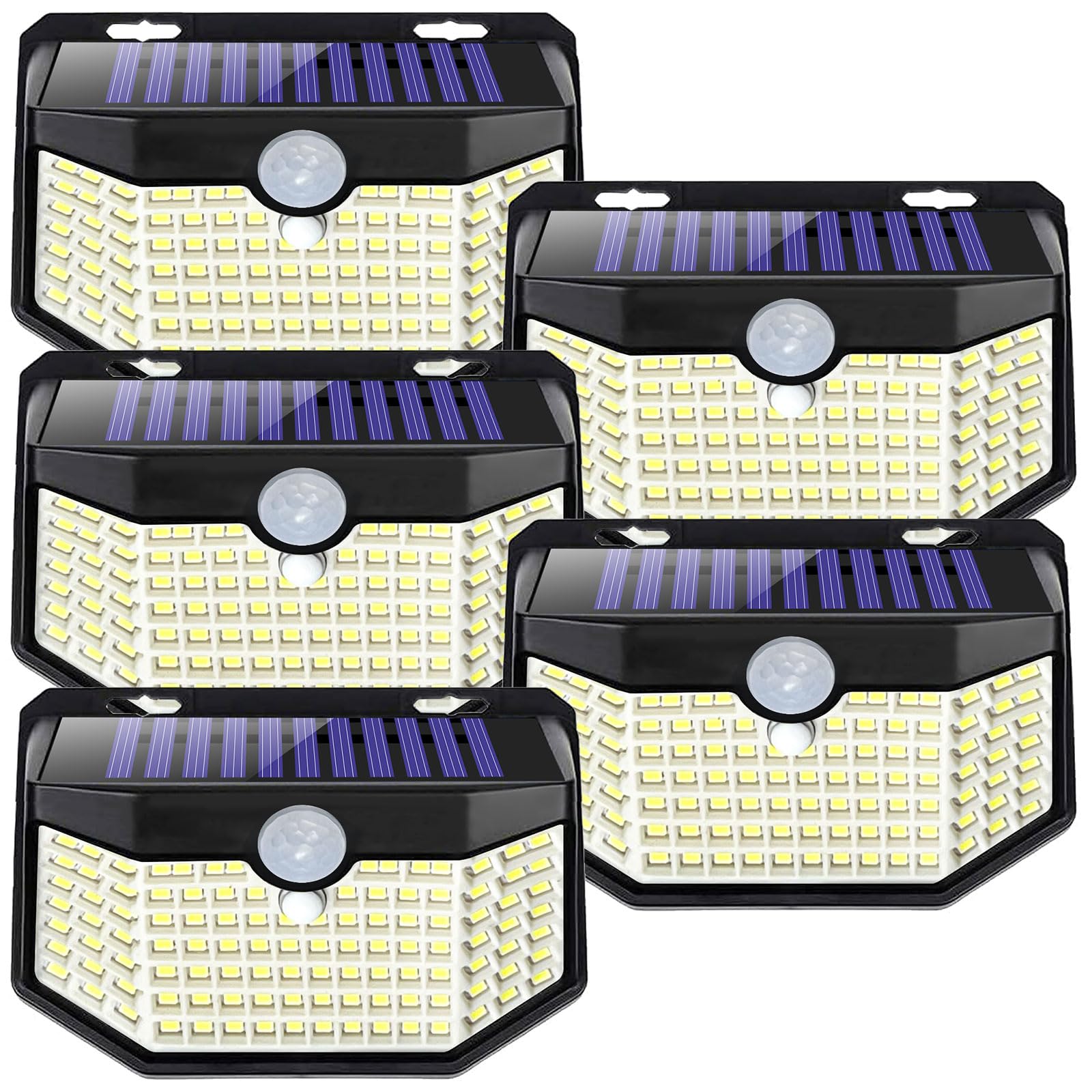 Aootek 5er Set Solarleuchten mit Bewegungsmelder – 120 LED Gartenbeleuchtung IP65