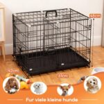 BestOffice Hundebox Grösse S 61x42x48cm – Faltbar mit Doppeltür & Kunststofftablett – Bild 3