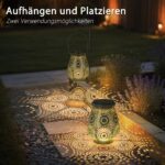 JOYCREATOR Solarlaterne 2er-Set Türkis – Marokkanische Gartenleuchten IP65 wasserdicht – Bild 5