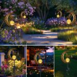 Caldarax Mond Solarleuchte mit Glaskugel – Wetterfeste LED Gartenleuchte für Terrasse & Rasen – Bild 6