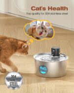 TOONIOOS Katzenbrunnen 3.2L Edelstahl Kabellos – Intelligenter Wasserspender mit Bewegungsmelder & Akku – Bild 3
