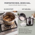 MELISSA Reiskocher 1,5 L – 500 W Edelstahl mit Antihaft & Dämpfkorb – Bild 3