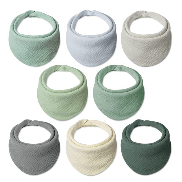 lulumoon Baby Lätzchen 8er-Set – 4-lagiges Musselin Halstuch für 0–36 Monate