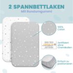 3er-Set Spannbettlaken & Matratzenschoner 55x90cm – Baumwolle & wasserdicht für Babys – Bild 5