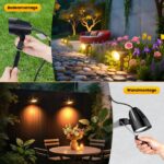 MEIKEE 7W LED Gartenstrahler 2er Set Warmweiss – 500 Lumen IP66 Gartenbeleuchtung mit Erdspiss – Bild 5