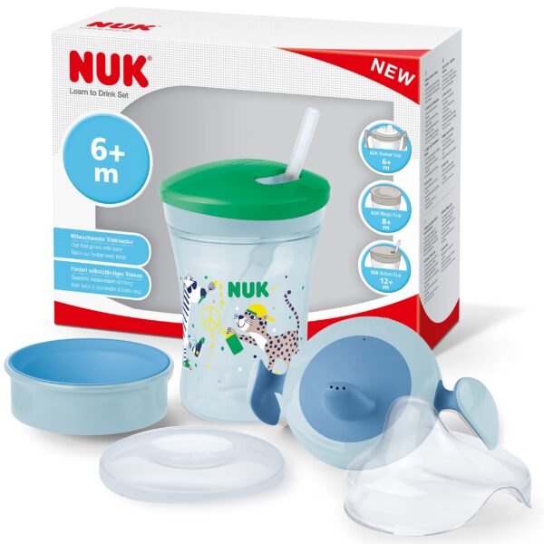 NUK 3-in-1 Trinklernset – Trainer Cup, Magic Cup 360° & Action Cup | 230 ml