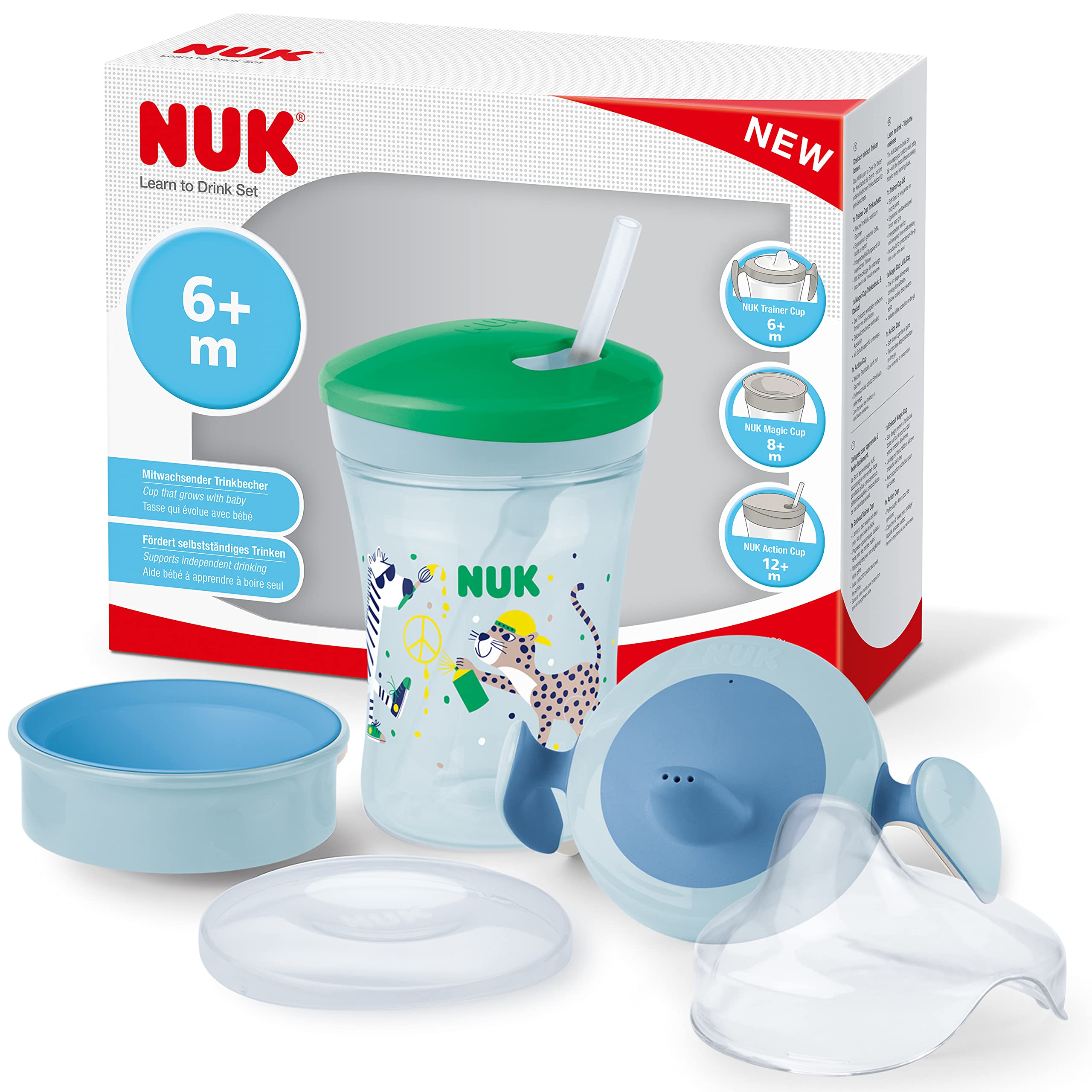 NUK 3-in-1 Trinklernset – Trainer Cup, Magic Cup 360° & Action Cup | 230 ml
