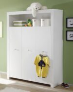 Olivia Garderobenschrank Weiss 130x186 cm – Babyzimmer Kleiderschrank mit 3 Türen – Bild 2