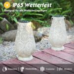 Orientalische Solar-Laterne Metall Weiss – IP65 Wasserdicht für Garten, Balkon & Terrasse – Bild 4