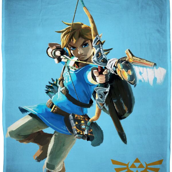 The Legend of Zelda Wohndecke 160 x 200 cm – Flauschige Kuscheldecke Blau für Kinder