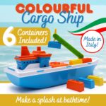 Toyland® 41cm Frachtschiff mit Kran & 6 Containern – Schwimmendes Wasserspielzeug für Kinder ab 3 – Bild 2