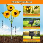 Liuyife 3er Set Solar-Sonnenblumen – 9 LED-Blüten mit warmweissem Licht für Garten & Friedhof – Bild 5