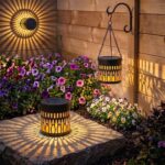 2er Set FLSEPAMB Solarlaterne mit Warmweiss – Automatische Gartenbeleuchtung IP65 wasserdicht