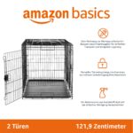 Amazon Basics Hundekäfig 122 cm mit Doppeltür – Zusammenklappbar & sicher für grosse Hunde – Bild 2