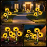 2er Set Sonnenblume Solarleuchten 60-LED – Wetterfeste Gartendeko mit automatischer Dämmerungsfunktion – Bild 8