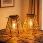 Pearlstar Boho Solar Lampions 2er-Pack Handgeflochten – Hängend/Stehend, IP44 Wasserdicht – Bild 2