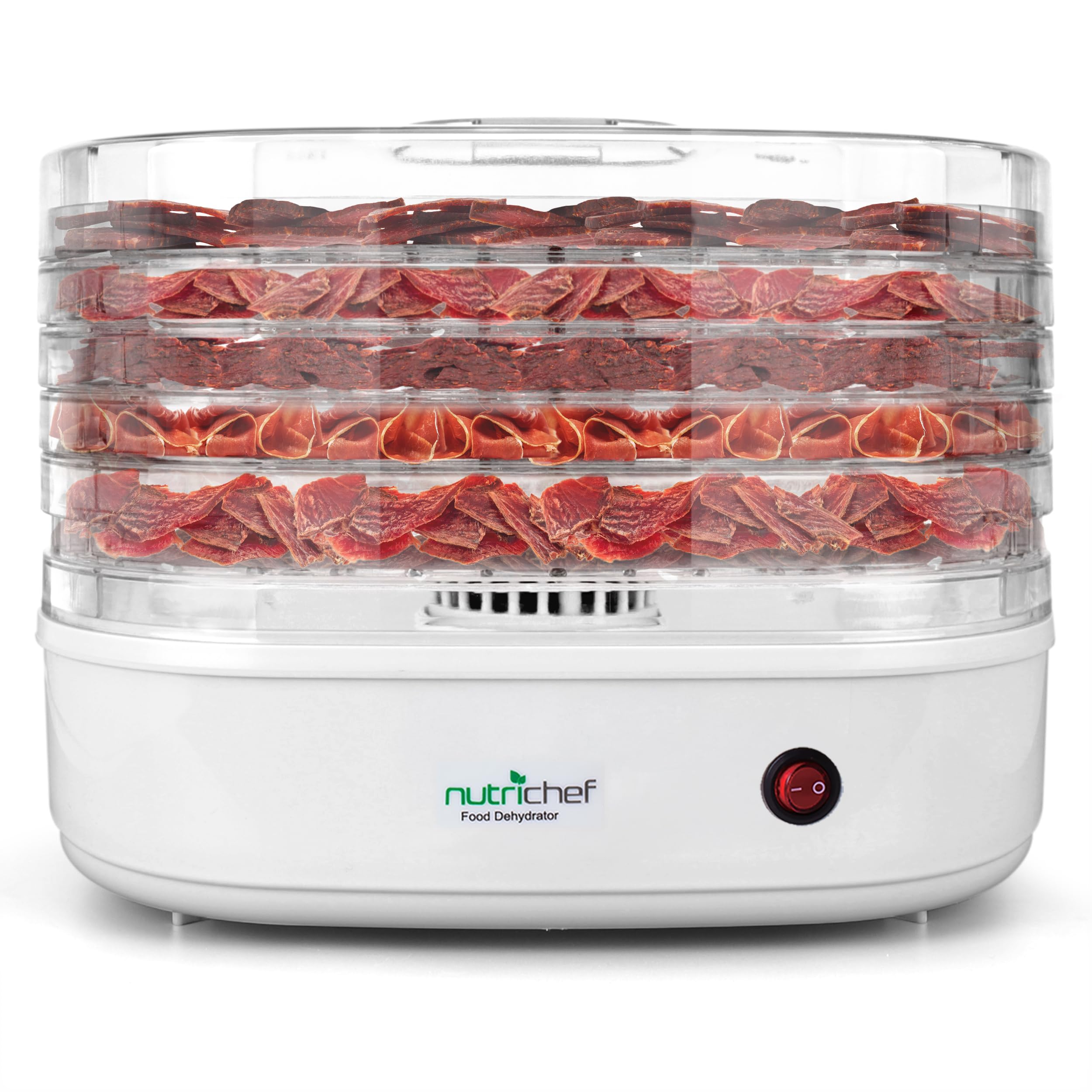 NutriChef Dörrautomat mit 5 Einschüben – 82°C Temperaturregelung für Obst, Fleisch & Gemüse