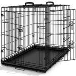 TRESKO® Hundekäfig 122x74,5x80,5 cm faltbar – Transportbox mit 2 Türen & Bodenschale