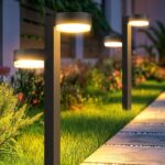 GEARLITE 4er-Set Solarleuchten mit Doppelkopf-Design – 24 LED Warmweiss für Garten & Terrasse