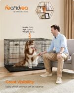 Feandrea Hundekäfig 122x74,5x80,5 cm – Zusammenklappbar mit 2 Türen für große Hunde – Bild 2