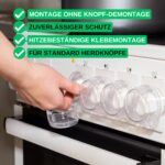 Herdknopf Kindersicherung Set für 6 Knöpfe – Herdschutz mit Backofentür Sicherung – Bild 3