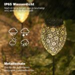JOYCREATOR 2er Set Metall Solarleuchten – IP65 Orientalische Gartenleuchte Warmweiss für Aussen – Bild 6