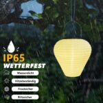 iShabao Solar Lampions 20 cm, 2 Stück – IP65 Wasserdicht Solarlaterne für Garten & Balkon – Bild 4