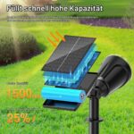 GEARLITE Solar LED Strahler 1200 Lumen – IP65 Gartenleuchte mit 1500 mAh Batterie, 2er Set – Bild 5