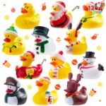 JOYIN 12er Set Weihnachts-Badeenten – Quietschenten mit festlichem Design für Kinder