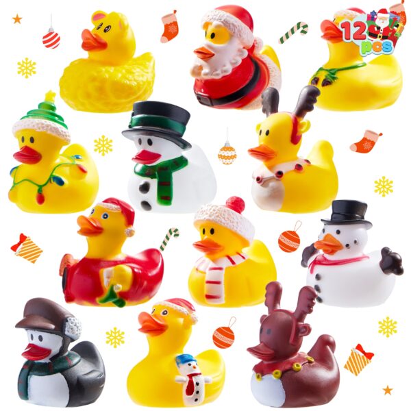 JOYIN 12er Set Weihnachts-Badeenten – Quietschenten mit festlichem Design für Kinder