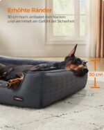 Feandrea Hundebett 120x90 cm mit Leinenoptik & erhöhten Rändern – orthopädisches Hundekissen – Bild 3
