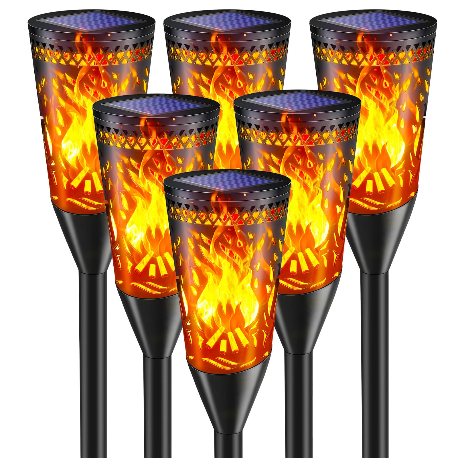 FIFlying Solar-Gartenfackeln 6er Set mit Flammeneffekt – IP65 wasserdicht für Garten & Terrasse