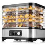 LEHMANN Dörrautomat 450W Edelstahl – Dörrgerät mit 5 Tabletts & 24h-Timer