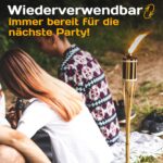 STAR-LINE 20er Set Bambus-Gartenfackeln 90cm – Nachfüllbar mit 20 Dochten – Bild 7