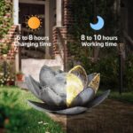 FLOWood Solarleuchte Lotusblüte – Solar-Gartendeko mit Crackle-Glas, warmweiss – Bild 4