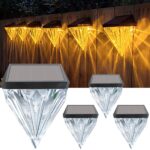 AGOTD Solar-Wandleuchten 4er Set – IP55 Gartenbeleuchtung mit Diamant-Design & Amber-Licht