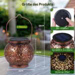 JOYCREATOR Solarlaterne 2er Set – IP65 Vintage LED Gartenleuchte Warmweiss für Aussen – Bild 7