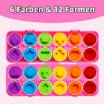 MOONTOY Sortiereier 12er-Set – Montessori Lernspielzeug für Kleinkinder ab 1 Jahr – Bild 4