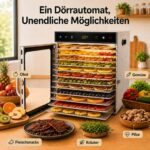oiyocemo Dörrautomat mit 12 Edelstahl-Einschüben – 1000 W Dörrgerät mit Temperaturregelung – Bild 8