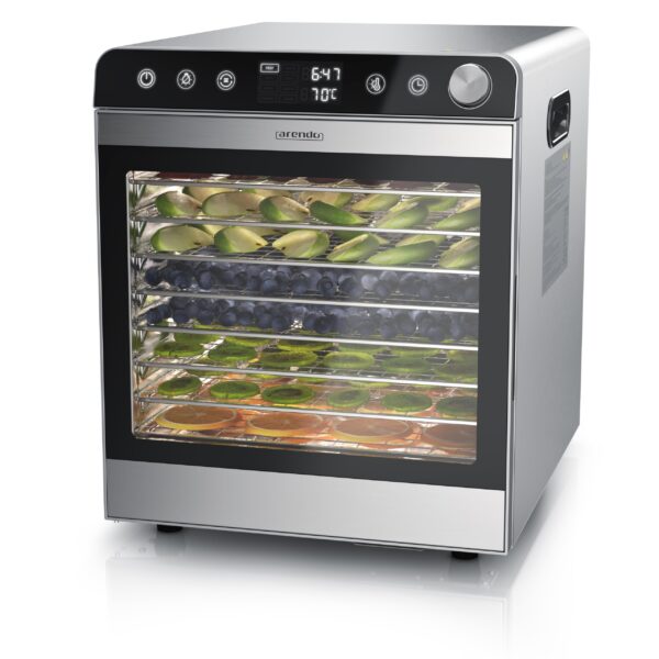 Arendo Edelstahl-Dörrautomat mit 10 Ebenen & 8400 cm² – Profi-Dehydrator für Obst, Fleisch & Gemüse